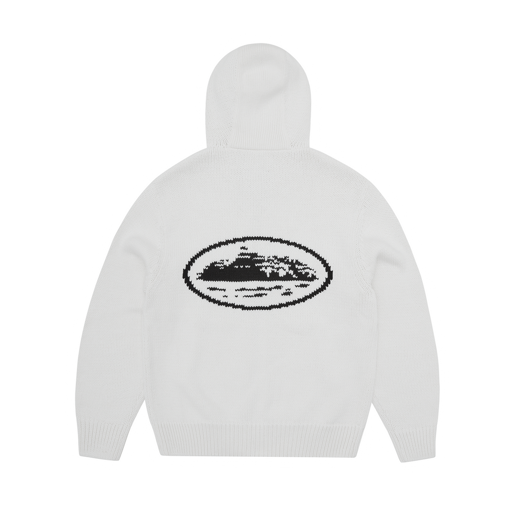 Corteiz Alcatraz Heavy Knit Zip Hoodie - Natural