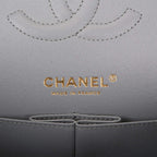 Chanel Shiny Grey Quilted Caviar Medium Classic Double Flap Bag Light Gold Hardware