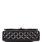 Chanel Shiny SO Black Crumpled Calfskin Quilted Medium Classic Double Flap Bag Black Hardware