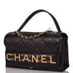 Chanel Black Calfskin Enchained Flap Bag Antique Gold Hardware