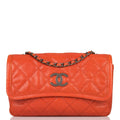 Pre-owned Chanel Mini Flap Bag Dark Orange Caviar Ruthenium Hardware