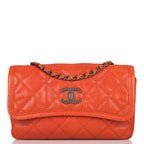 Pre-owned Chanel Mini Flap Bag Dark Orange Caviar Ruthenium Hardware