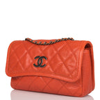 Pre-owned Chanel Mini Flap Bag Dark Orange Caviar Ruthenium Hardware