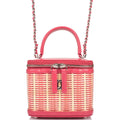 Chanel Pink Small Rattan Vanity Case Silver Hardware