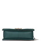 Chanel Green Quilted Caviar Medium Boy Bag Light Gold Hardware