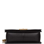 Chanel Medium Boy Bag Black Chevron Caviar Antique Gold Hardware