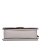 Chanel Medium Boy Bag Grey Quilted Caviar Light Gold Hardware