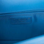 Chanel Medium Boy Bag Blue Calfskin Silver Hardware