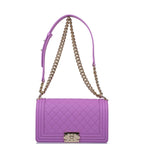Chanel Purple Quilted Caviar Medium Boy Bag Light Gold Hardware