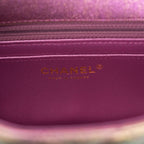 Chanel Mini Rectangular Flap Bag Purple Iridescent Lambskin Light Gold Hardware