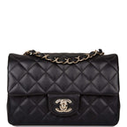 Chanel Black Quilted Lambskin Rectangular Mini Classic Flap Bag Light Gold Hardware