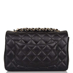 Chanel Black Quilted Lambskin Rectangular Mini Classic Flap Bag Light Gold Hardware