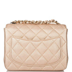 Chanel Gold Metallic Quilted Lambskin Square Mini Classic Flap Bag Light Gold Hardware