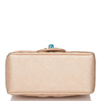 Chanel Gold Metallic Quilted Lambskin Square Mini Classic Flap Bag Light Gold Hardware