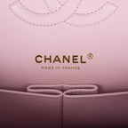 Chanel Rose Clair Quilted Caviar Medium Classic Double Flap Bag Light Gold Hardware