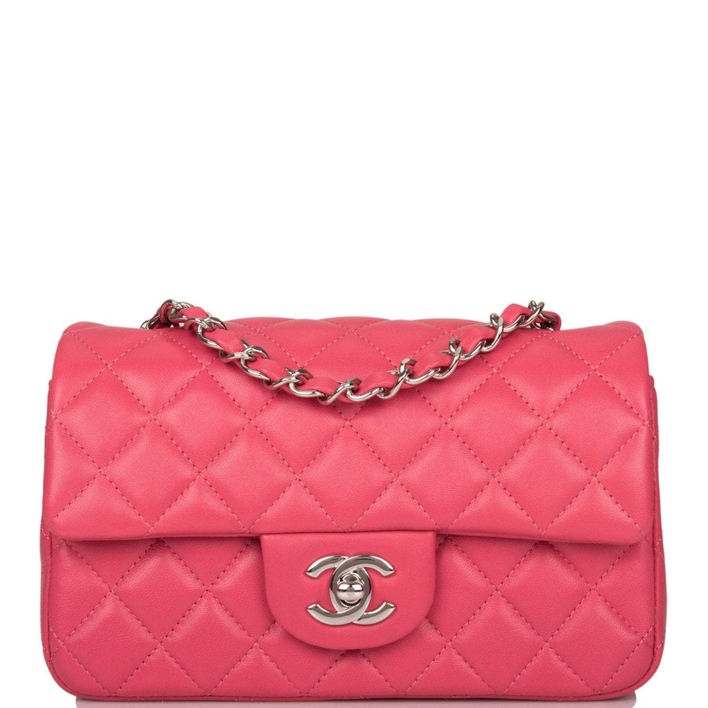 Chanel Pink Quilted Lambskin Rectangular Mini Classic Flap Bag Silver Hardware