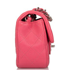 Chanel Pink Quilted Lambskin Rectangular Mini Classic Flap Bag Silver Hardware