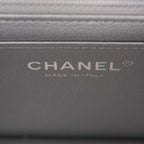 Chanel Silver Metallic Quilted Caviar Rectangular Mini Flap Bag with Top Handle Silver Hardware