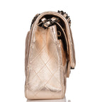 Chanel Medium Classic Double Flap Bag Metallic Gold Lambskin Black Hardware