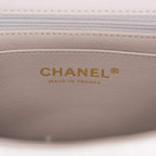 Chanel Grey Quilted Lambskin Rectangular Mini Flap Bag with Top Handle Antique Gold Hardware