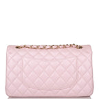 Chanel Metallic Pink Quilted Calfskin Medium Classic Double Flap Bag Light Gold Hardware