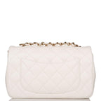 Chanel White Quilted Lambskin Rectangular Mini Classic Flap Bag Light Gold Hardware