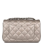 Chanel Mini Rectangular Flap Bag Ruthenium Metallic Lambskin Silver Hardware