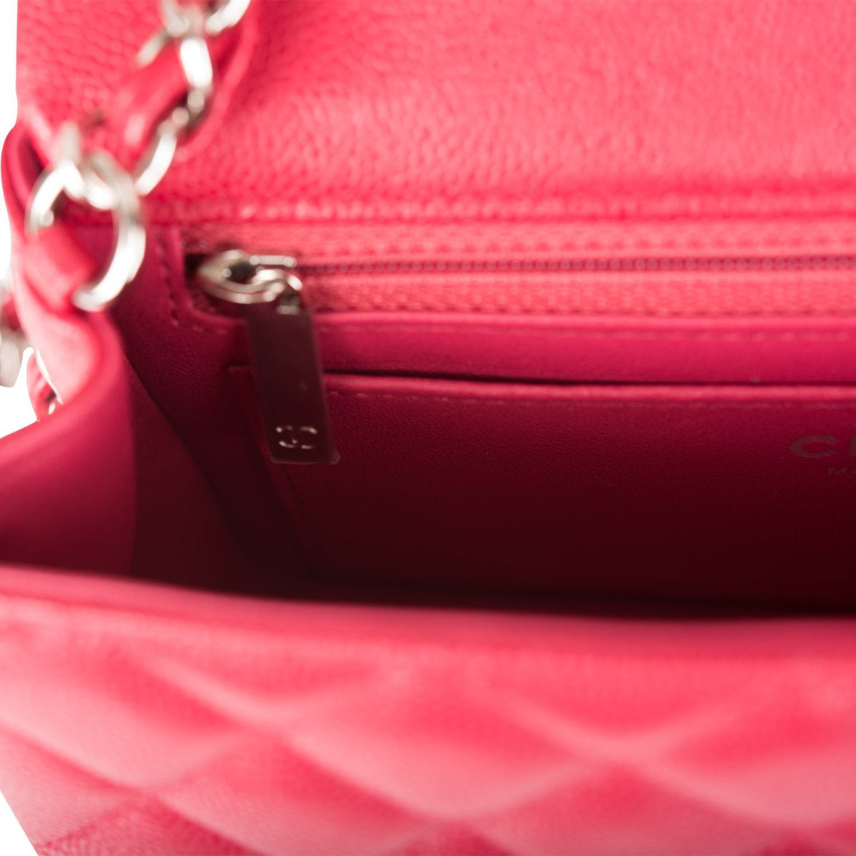 Chanel Mini Rectangular Flap Bag Red Caviar Silver Hardware