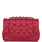 Chanel Mini Rectangular Flap Bag Red Caviar Silver Hardware