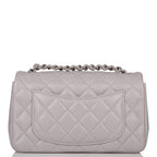 Chanel Light Grey Quilted Lambskin Rectangular Mini Classic Flap Bag Silver Hardware