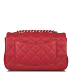 Chanel Mini Rectangular Flap Bag Red Lambskin Silver Hardware
