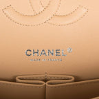 Chanel Medium Classic Double Flap Bag Beige Quilted Caviar Silver Hardware