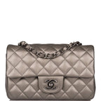 Chanel Mini Rectangular Flap Bag Ruthenium Lambskin Silver Hardware