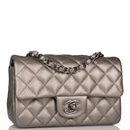 Chanel Mini Rectangular Flap Bag Ruthenium Lambskin Silver Hardware