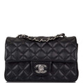 Chanel Black Quilted Lambskin Rectangular Mini Classic Flap Bag Silver Hardware