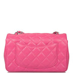 Chanel Pink Quilted Lambskin Rectangular Mini Classic Flap Bag Silver Hardware