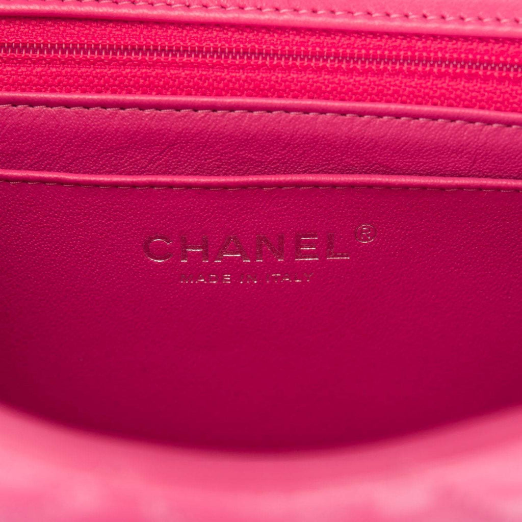 Chanel Pink Quilted Lambskin Rectangular Mini Classic Flap Bag Silver Hardware