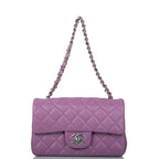 Chanel Purple Quilted Lambskin Rectangular Mini Classic Flap Bag Silver Hardware