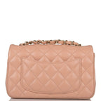 Chanel Beige Quilted Lambskin Rectangular Mini Classic Flap Bag Light Gold Hardware