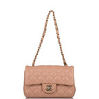 Chanel Beige Quilted Lambskin Rectangular Mini Classic Flap Bag Light Gold Hardware