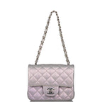 Chanel Mini Square Flap Bag Lavender Iridescent Lambskin Silver Hardware