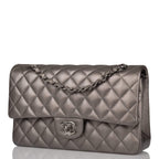 Chanel Medium Classic Double Flap Bag Ruthenium Lambskin Ruthenium Hardware