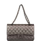 Chanel Medium Classic Double Flap Bag Ruthenium Lambskin Ruthenium Hardware