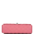Chanel Medium Classic Double Flap Bag Rose Quilted Lambskin Silver Hardware