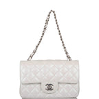 Chanel Mini Rectangular Flap Bag White Iridescent Lambskin Silver Hardware