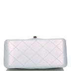 Chanel Mini Square Flap Bag Blue Iridescent Lambskin Silver Hardware