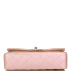 Chanel Medium Classic Double Flap Bag Pink Iridescent Lambskin Silver Hardware