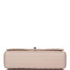 Chanel Shiny Beige Chevron Caviar Medium Classic Double Flap Bag Light Gold Hardware