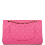 Chanel Pink Quilted Caviar Medium Classic Double Flap Bag Light Gold Hardware