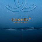 Chanel Blue Quilted Caviar Small Classic Double Flap Bag Light Gold Hardware